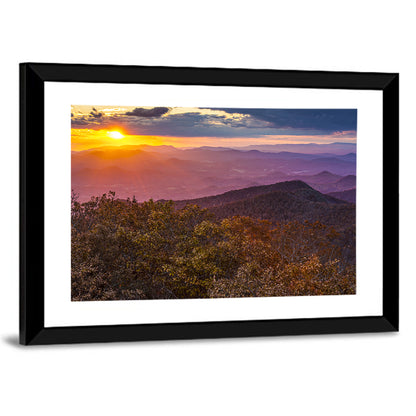 Blue Ridge Sunset Over Autumn Ridges Wall Art
