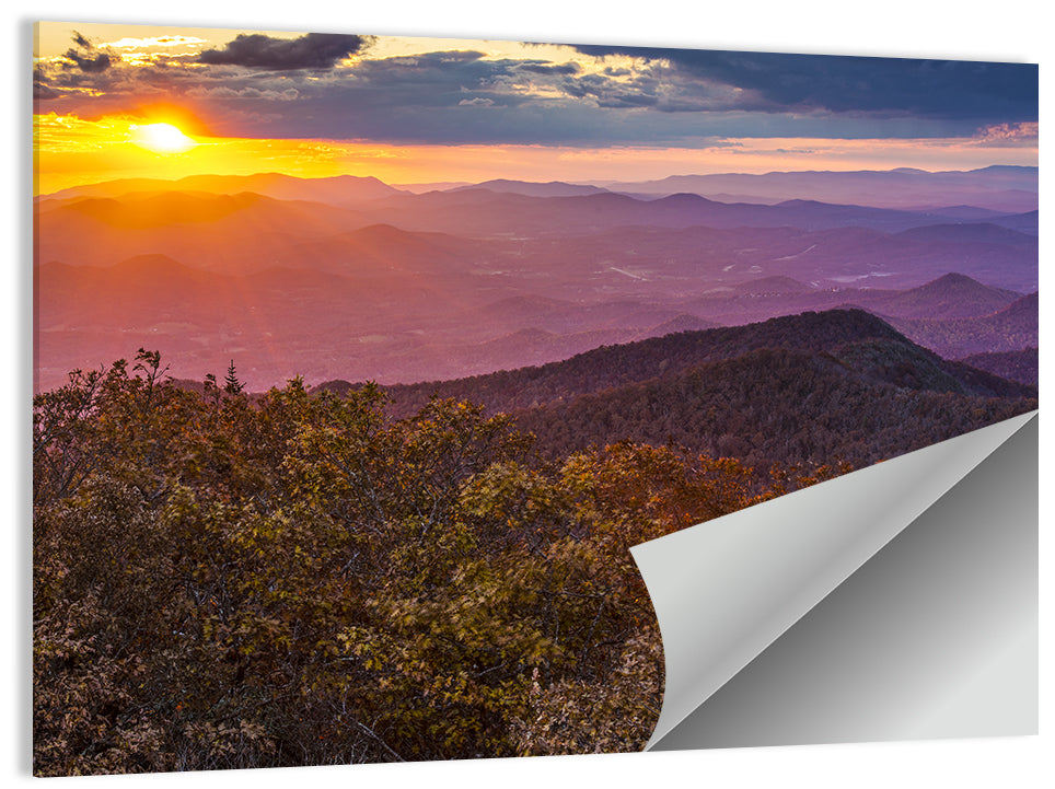 Blue Ridge Sunset Over Autumn Ridges Wall Art