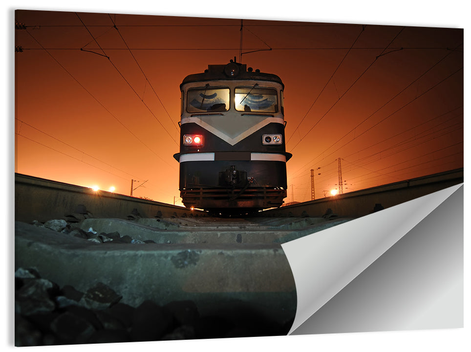 Cinematic Night Electric Locomotive Wall Art