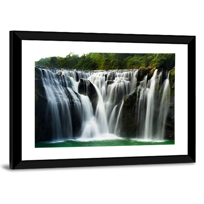 Shifen Waterfall Wall Art as a framed print