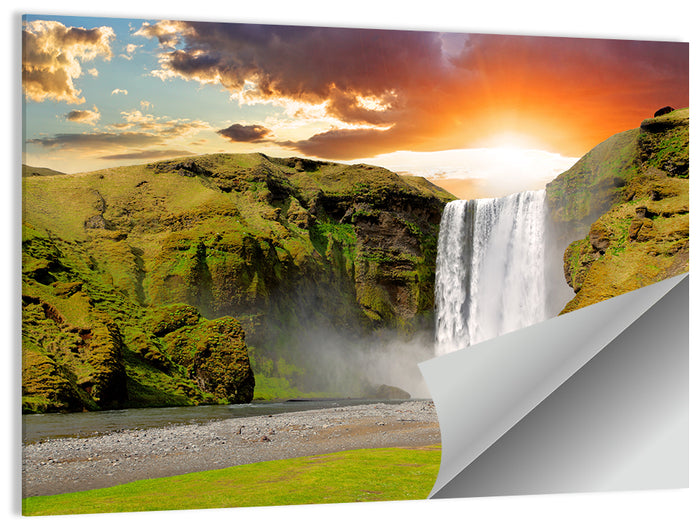 Skógafoss at Sunset Wall Art as a poster print