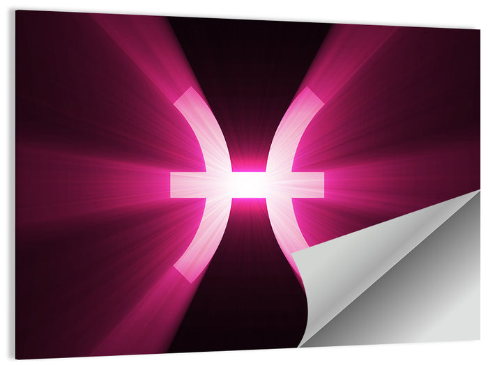 Magenta Pisces Symbol Wall Art as a poster print