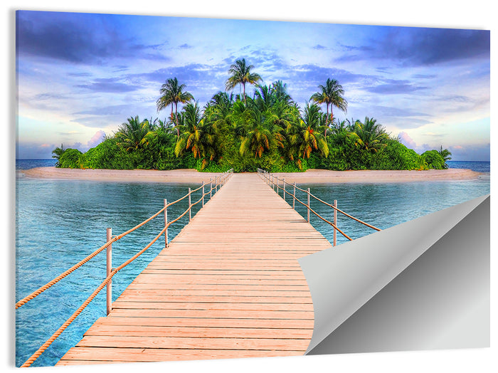 Tropical Island Pier Perspective Wall Art as a poster print