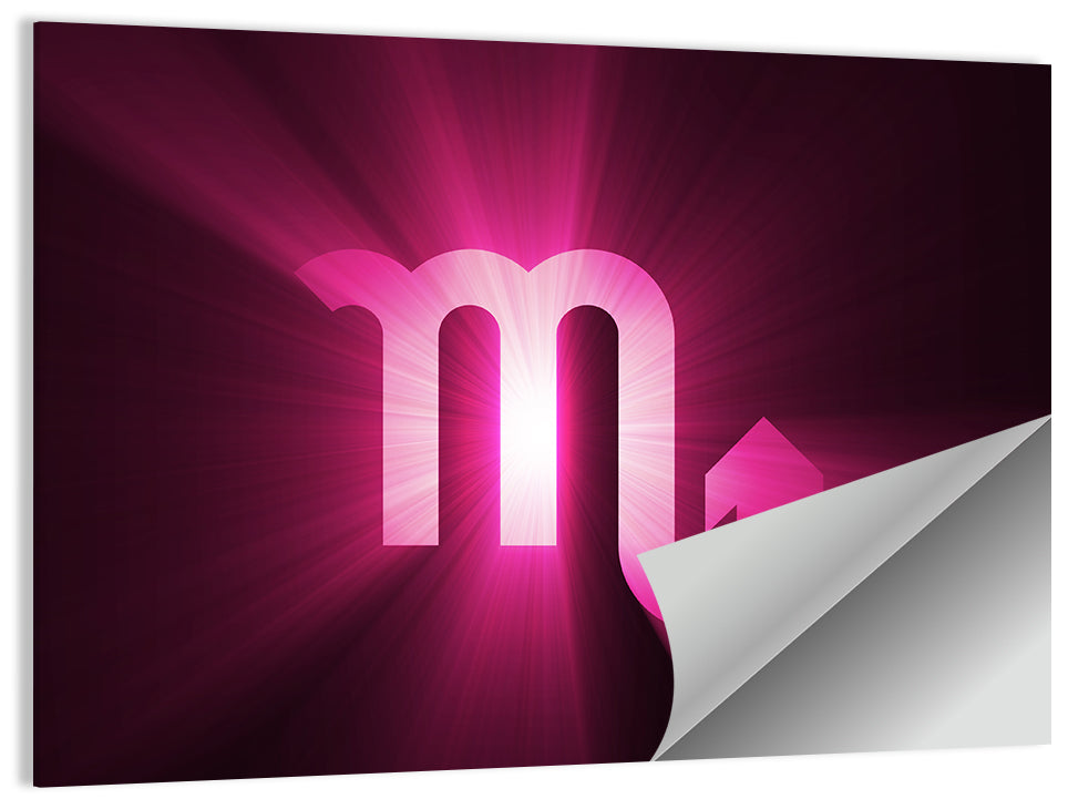 Scorpio Glyph with Magenta Burst Wall Art