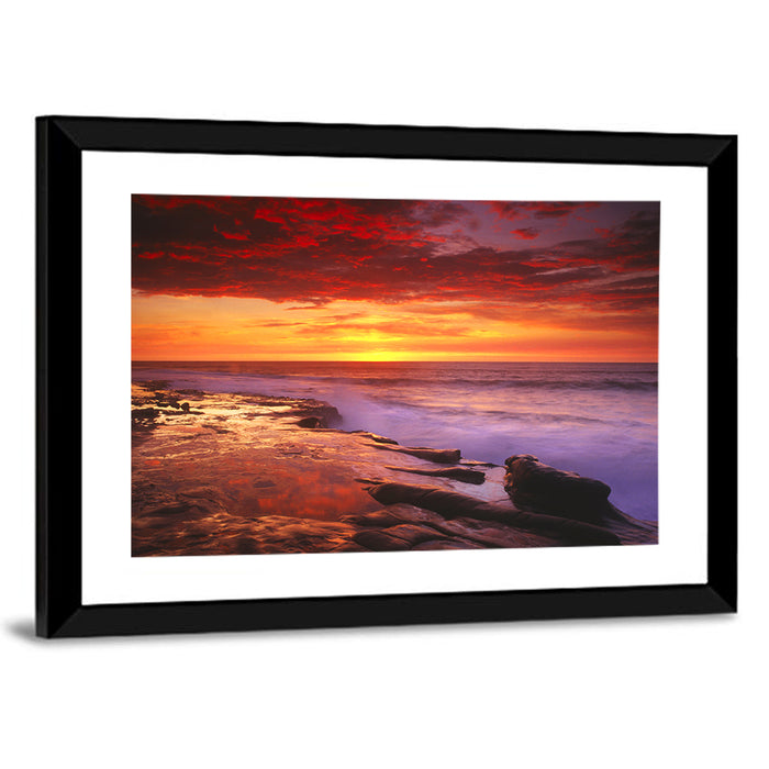 La Jolla Cove Sunset Wall Art as a framed print