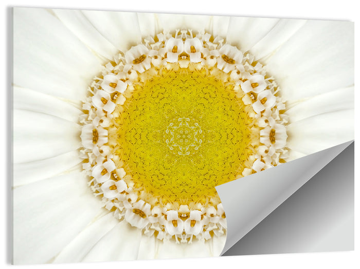 White Flower Mandala Kaleidoscope Wall Art as a poster print