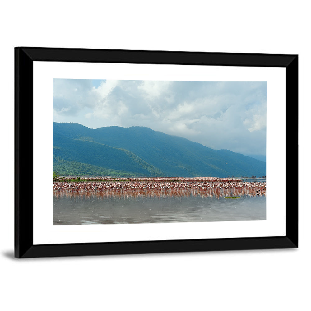 Flock of Flamingos at Lake Bogoria Wall Art