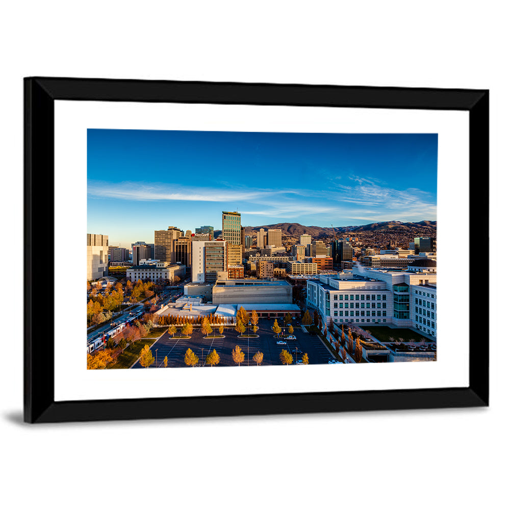 Salt Lake City Skyline at Golden Hour Wall Art