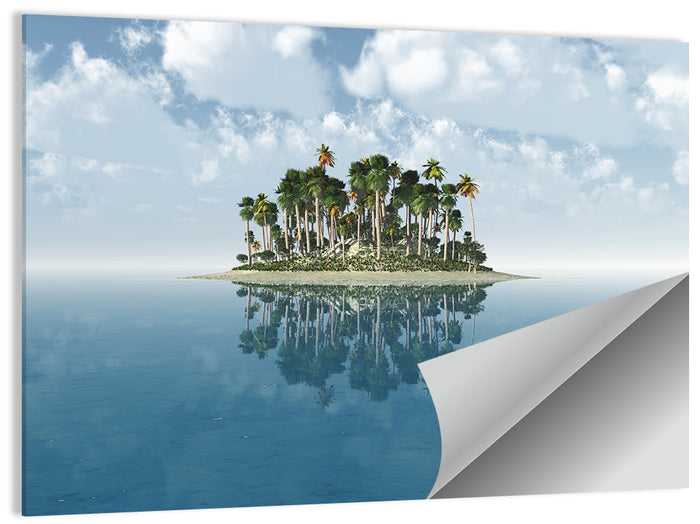 Tropical Island Mirror Reflection Wall Art as a poster print