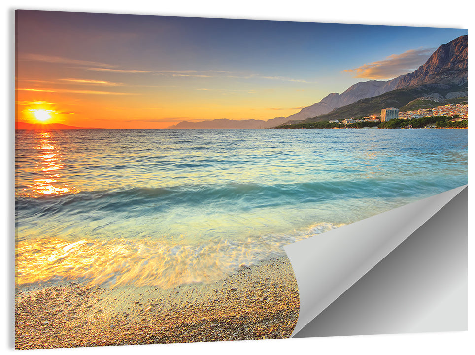 Makarska Pebble Beach Sunset Wall Art