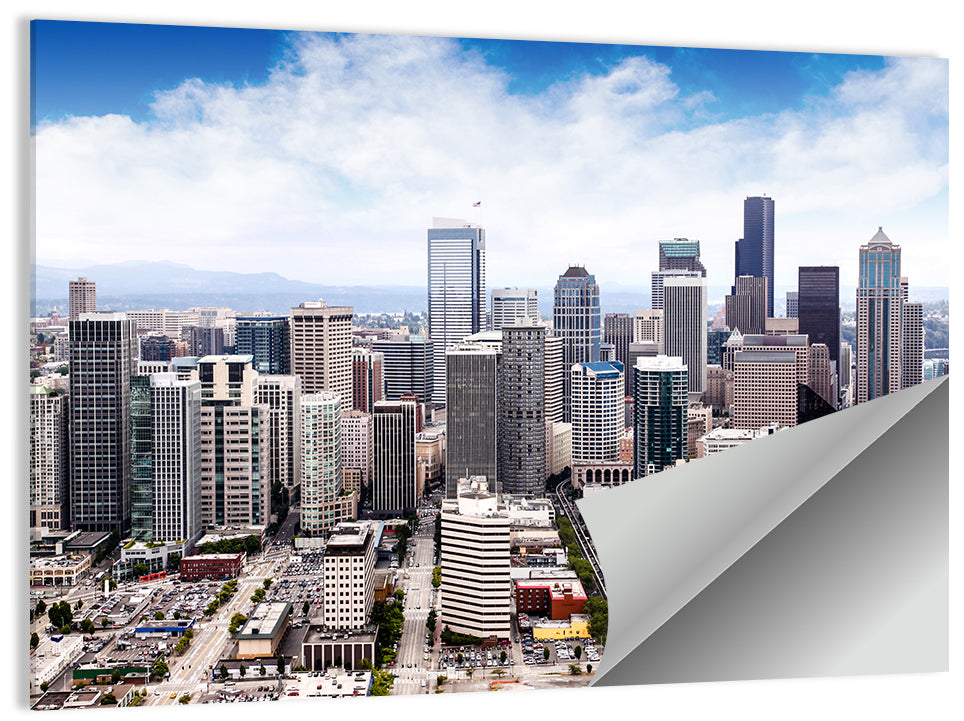Aerial Seattle Skyline Cityscape Wall Art