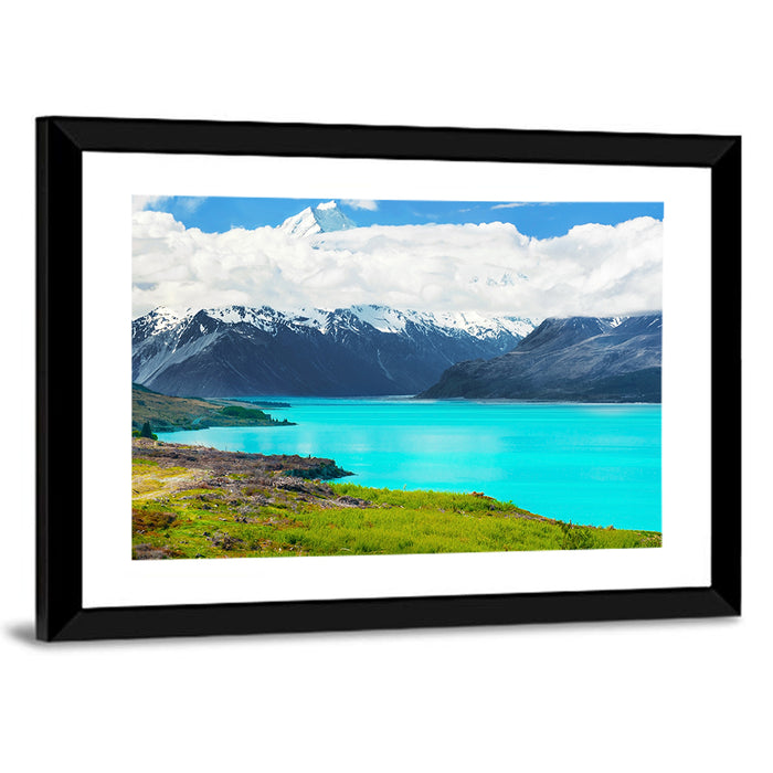 Turquoise Lake Pukaki with Mount Cook Wall Art as a framed print