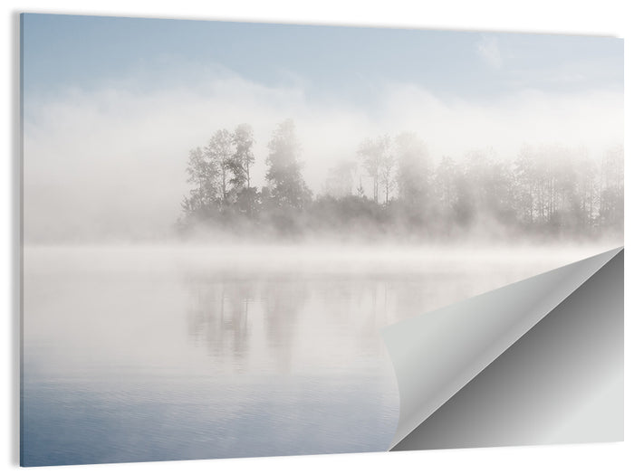 Misty Forest Lake Wall Art as a poster print