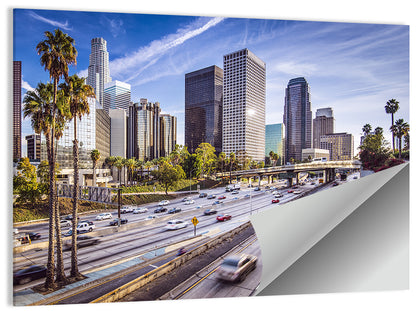 Los Angeles Freeway to Downtown Skyline Wall Art