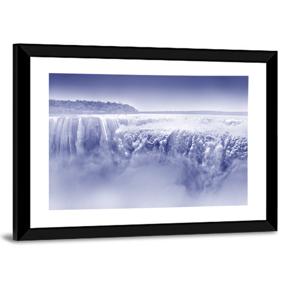 Iguazu Falls Blue Monochrome Wall Art