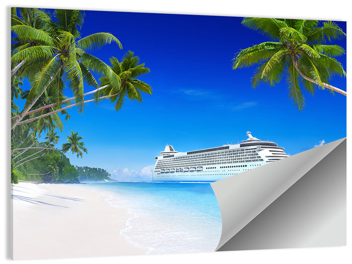 Tropical Beach Cruise Ship Shoreline Wall Art as a poster print