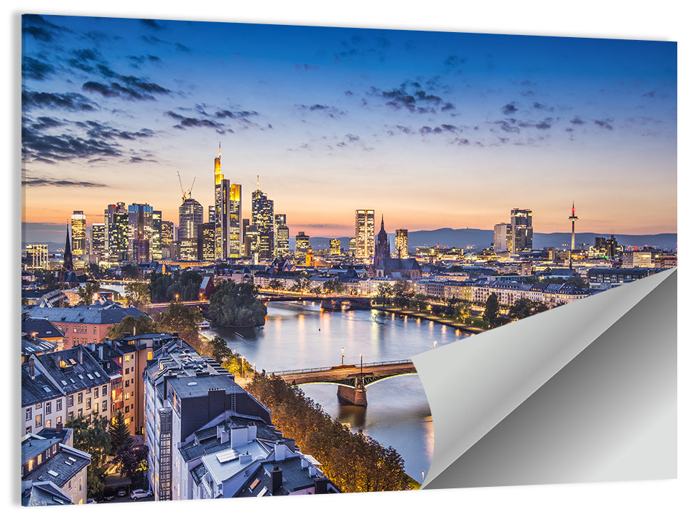 Frankfurt Twilight Skyline Wall Art