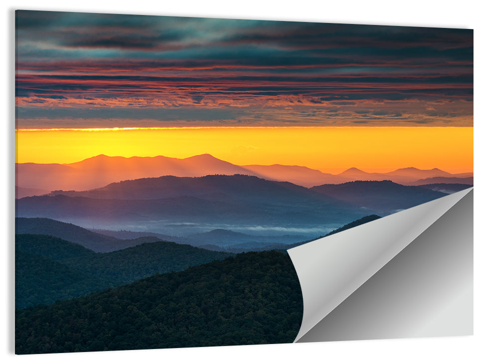 Misty Blue Ridge Sunrise North Carolina Wall Art