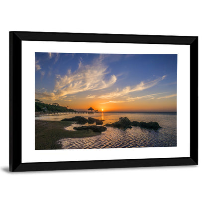 Roatan Pier Sunset Wall Art