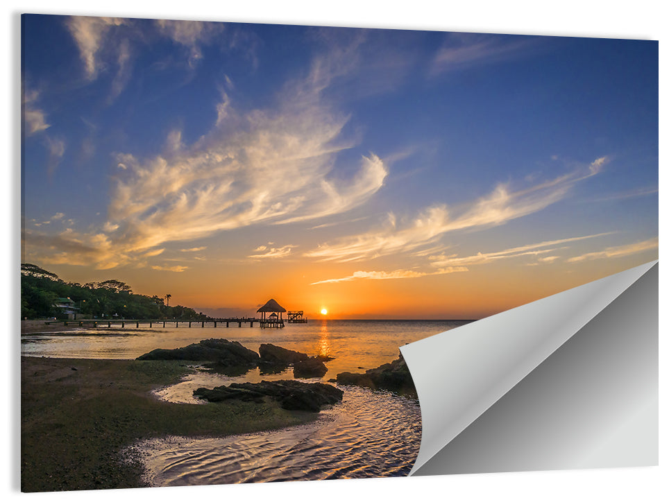 Roatan Pier Sunset Wall Art