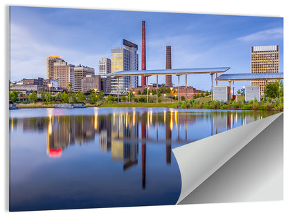 Birmingham Skyline Reflection at Twilight Wall Art
