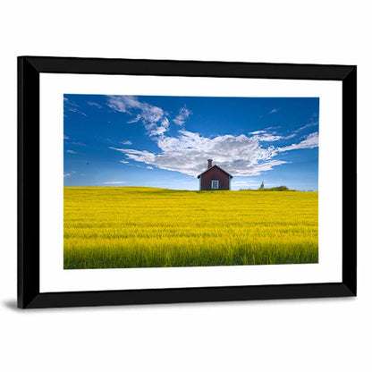 Red Barn in Golden Wheat Field Wall Art
