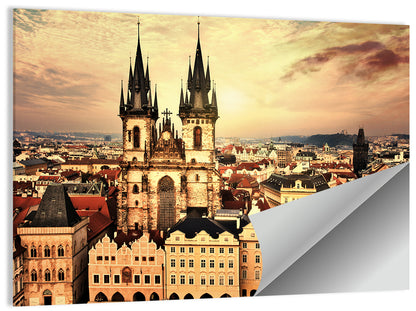 Prague Old Town Skyline at Golden Hour Wall Art