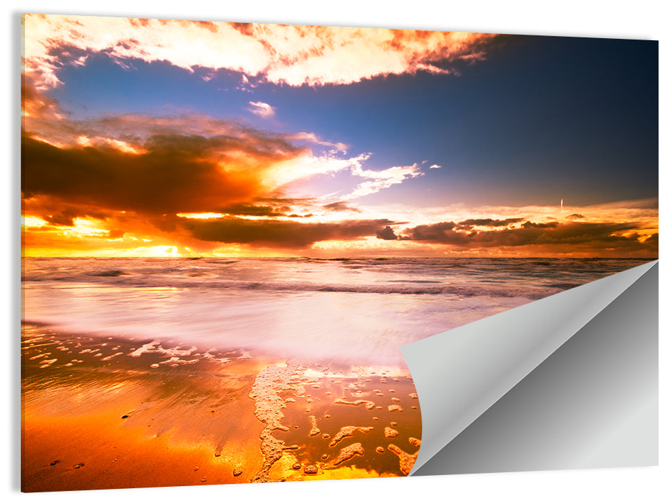 Golden Hour Beach Sunset Wall Art