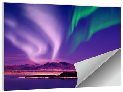 Violet Aurora Over Island Lake Wall Art