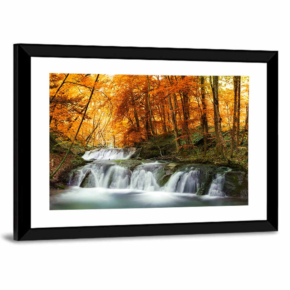Autumn Forest Waterfall Wall Art