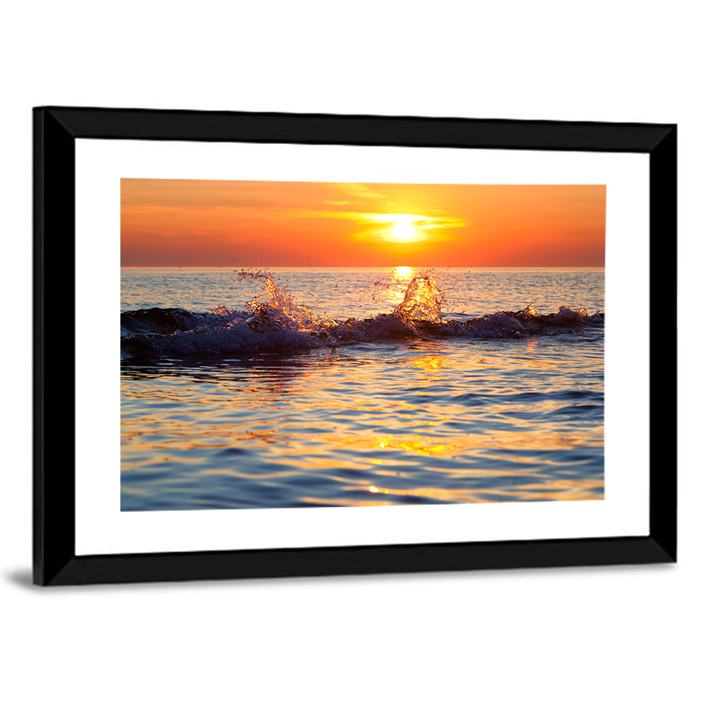 Lake Michigan Sunset Waves Wall Art