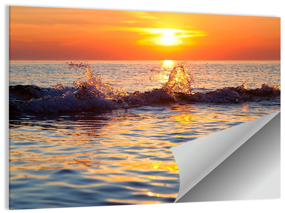 Lake Michigan Sunset Waves Wall Art