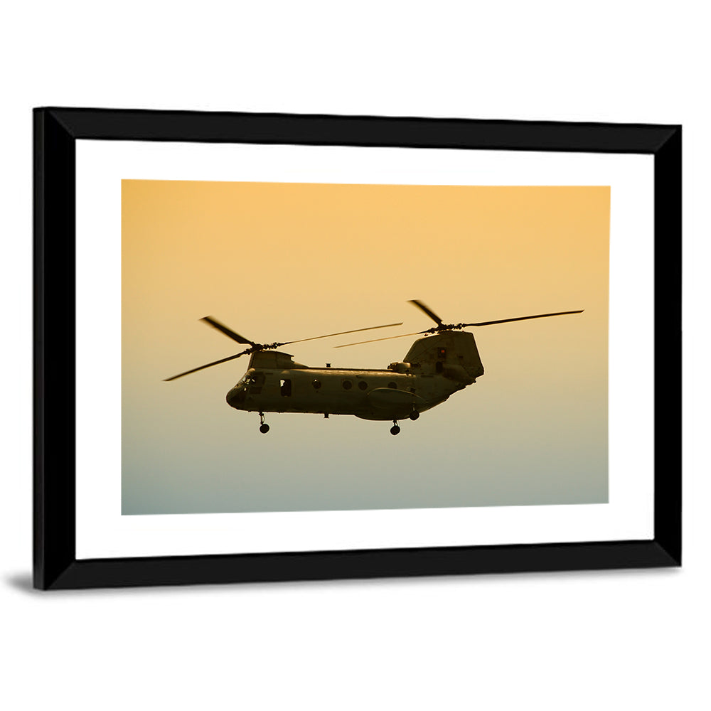 US Apache Helicopter Dawn Profile Wall Art