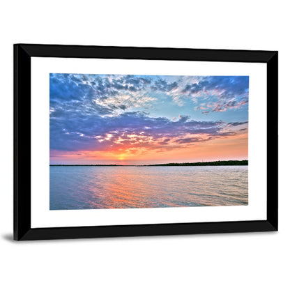 Cloudy Lake Sunset Reflection Wall Art