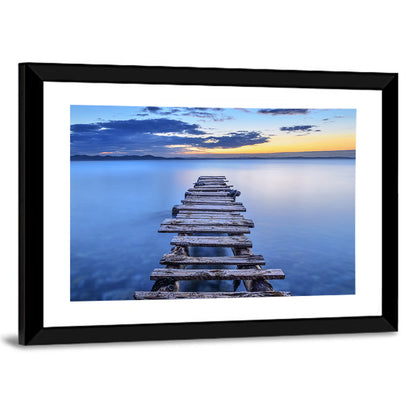 Weathered Lake Pier at Dusk Wall Art
