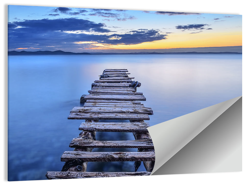 Weathered Lake Pier at Dusk Wall Art