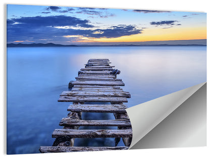Weathered Lake Pier at Dusk Wall Art