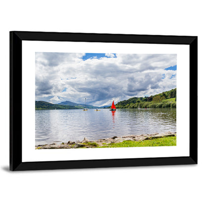 Bala Lake Sailboat Reflection Wall Art