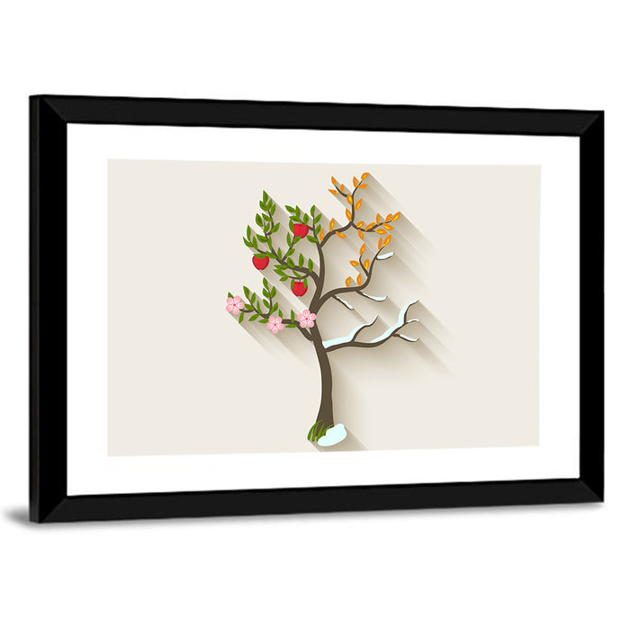 Four Seasons Tree Wall Art as a framed print
