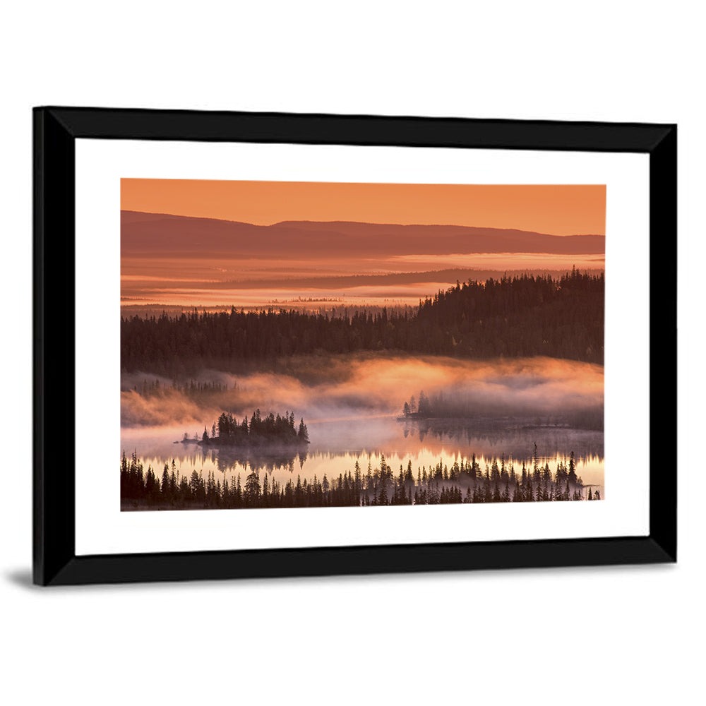 Lapland Sunrise Over Misty Lake Wall Art