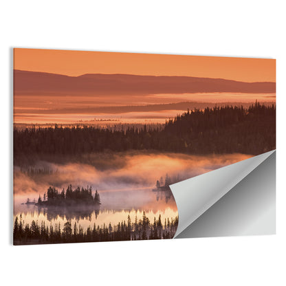 Lapland Sunrise Over Misty Lake Wall Art