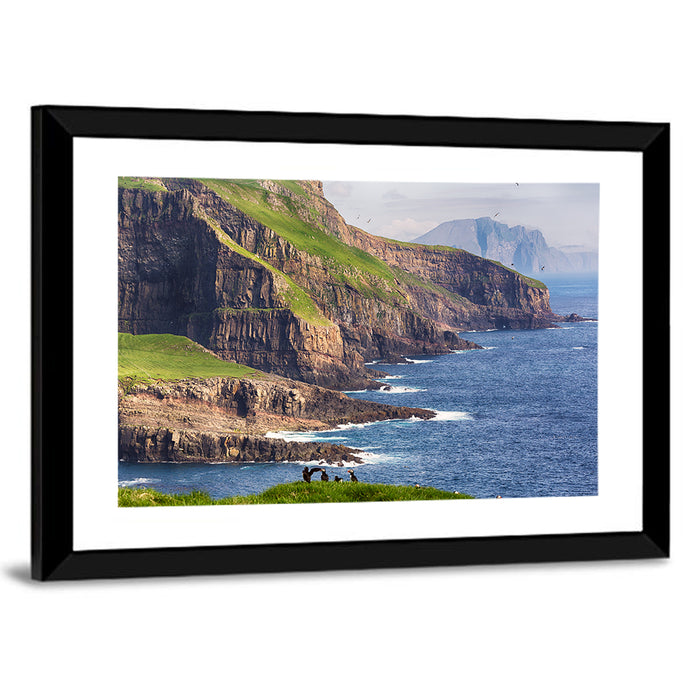 Mykines Cliffs, Faroe Islands Wall Art as a framed print
