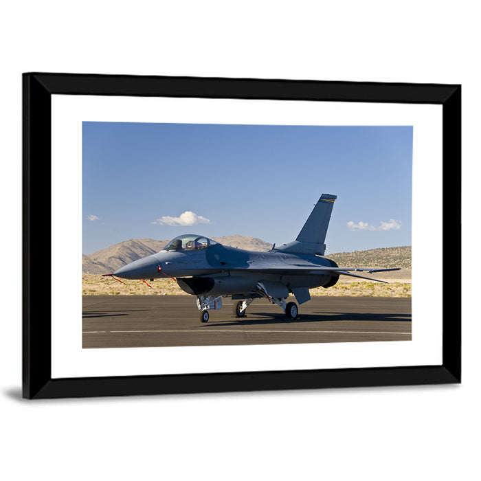 Fighter Jet Side Profile on Runway Wall Art as a framed print
