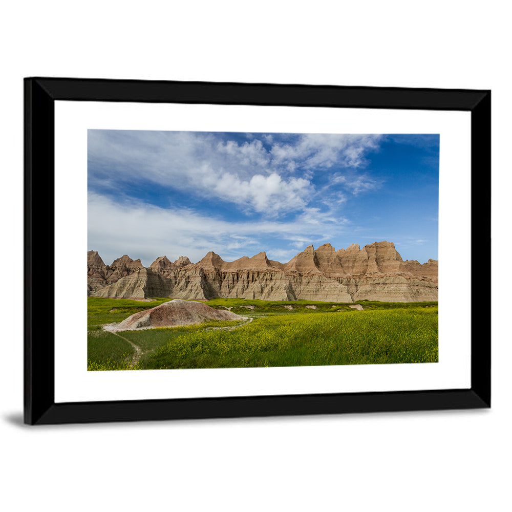 Badlands Meadow and Rock Formations Wall Art