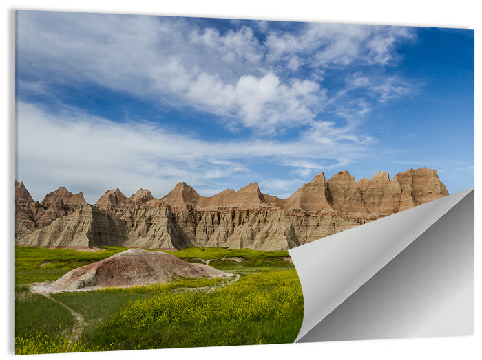 Badlands Meadow and Rock Formations Wall Art as a poster print