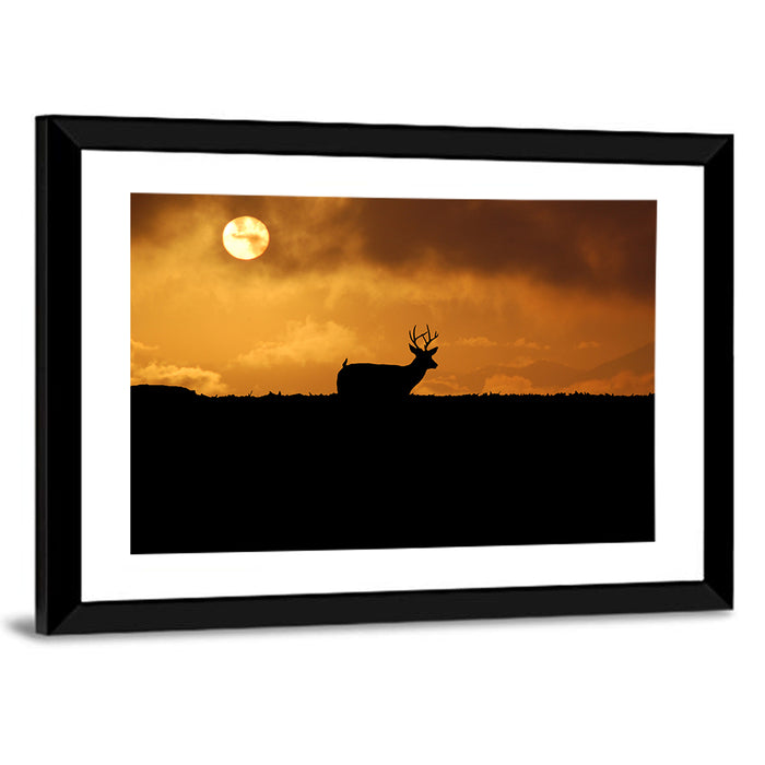 Deer at Sunset Wall Art as a framed print