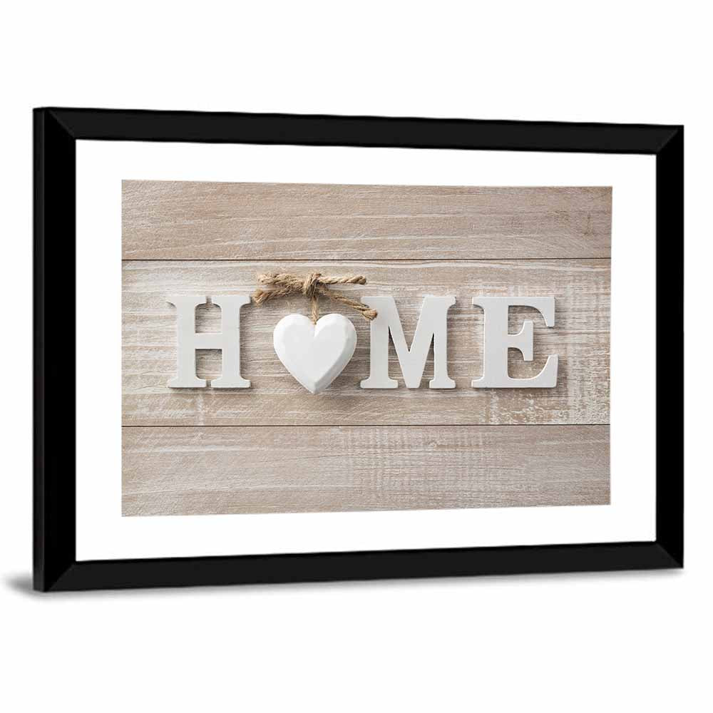 Home with Heart and Twine Wall Art