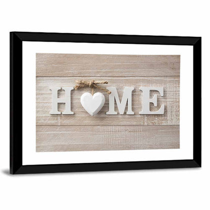 Home with Heart and Twine Wall Art