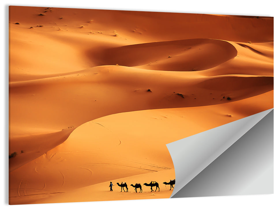 Desert Camel Caravan in Golden Dunes Wall Art