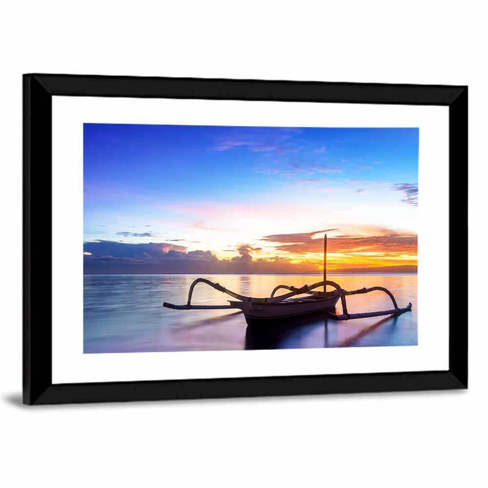 Jukung Fishing Boat at Sunset Wall Art